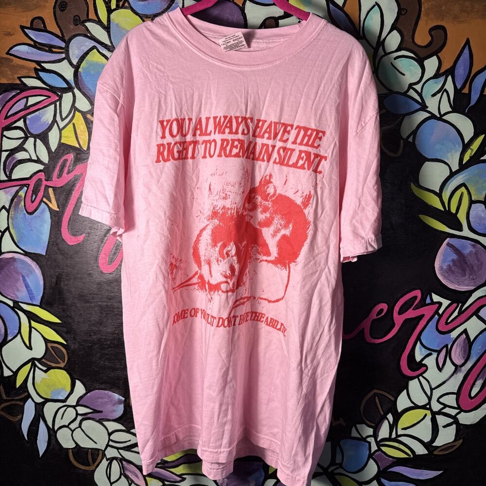 The Right To Remain Silent Graphic Tee, Pink, Large